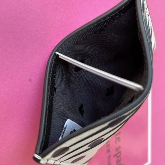 Kate Spade Staci Small Slim Cardholder Dot Printed Cream Multi - Picture 11 of 16